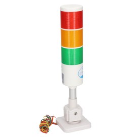 Fockety Industrial Signal Light, DC 12V/24V 3-Layer Pillar LED Signal Tower Stacking Light with Buzzer, Steady on and Flashing Light Industrial Warning Light and Andon Light (Red/Yellow/Green) (12V)