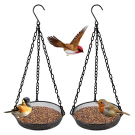 Hanging Bird Feeder Tray, Metal Mesh Platform Feeders for Birds, Outdoor Garden Decoration for Attracting Birds(2 PCS)