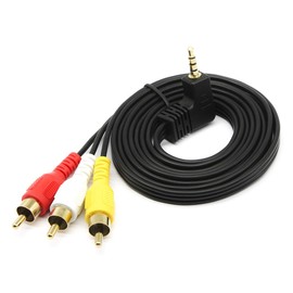 3.5mm to 3 RCA Male Plug to RCA Stereo Audio Video Male AUX Cable 3.5mm RCA AV Camcorder Video Cable (3.5 Elbow 1.5m)