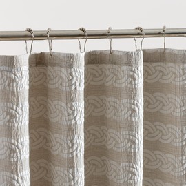 SLEEP ZONE Geometric Jacquard Shower Curtain, Textured Fabric Shower Curtains Arch Curtain for Modern Home Decorations Bathroom, 72" × 72" Beige Arch