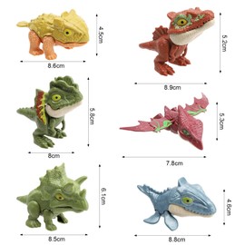 ZMDMAH Pack of 6 Dinosaur Toy, Dinosaur Finger Toy, Mini Dino Figures Toy, Small Dinosaur Figures, Dinosaur Set for Children, Boys and Girls (B)