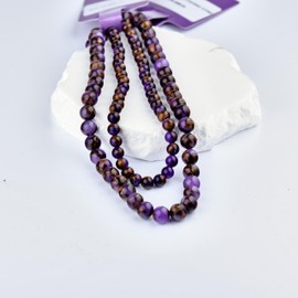 1 Strand 6mm Semi Precious Gemstone Beads, Smooth Round Beads, Ideal for Crafting and Jewelry Design (Purple Cloisonne Stone)