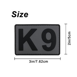 uuKen PVC K9 Patch Dog Patch Gray Background 3x2 inches with Hook Fastener Back for Dog Collar Vest Harness Clothes Bags Backpacks