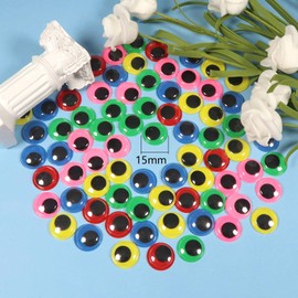 TOAOB 300pcs 15mm Multi Colors Googly Wiggle Eyes with Self Adhesive Round Plastic Craft Sticker Eyes DIY Arts Scrapbooking Accessories