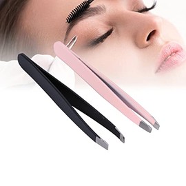 Pinzas de cejas de acero inoxidable Modern Rosa, 2 piezas por conjunto - Diseño ergonómico y duradero