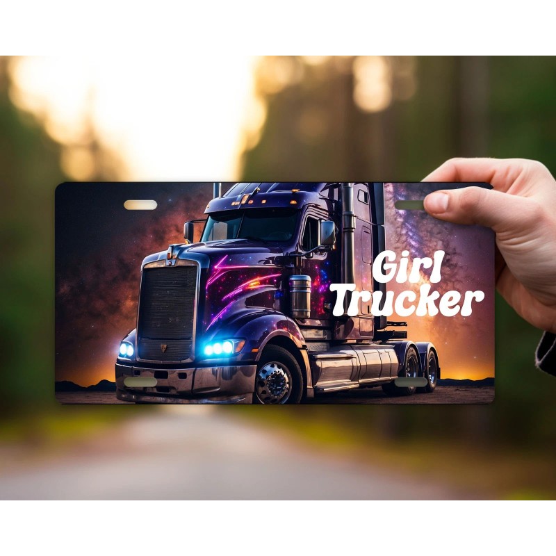 Twisted R Design Neon Semi Girl Trucker Front License Plate