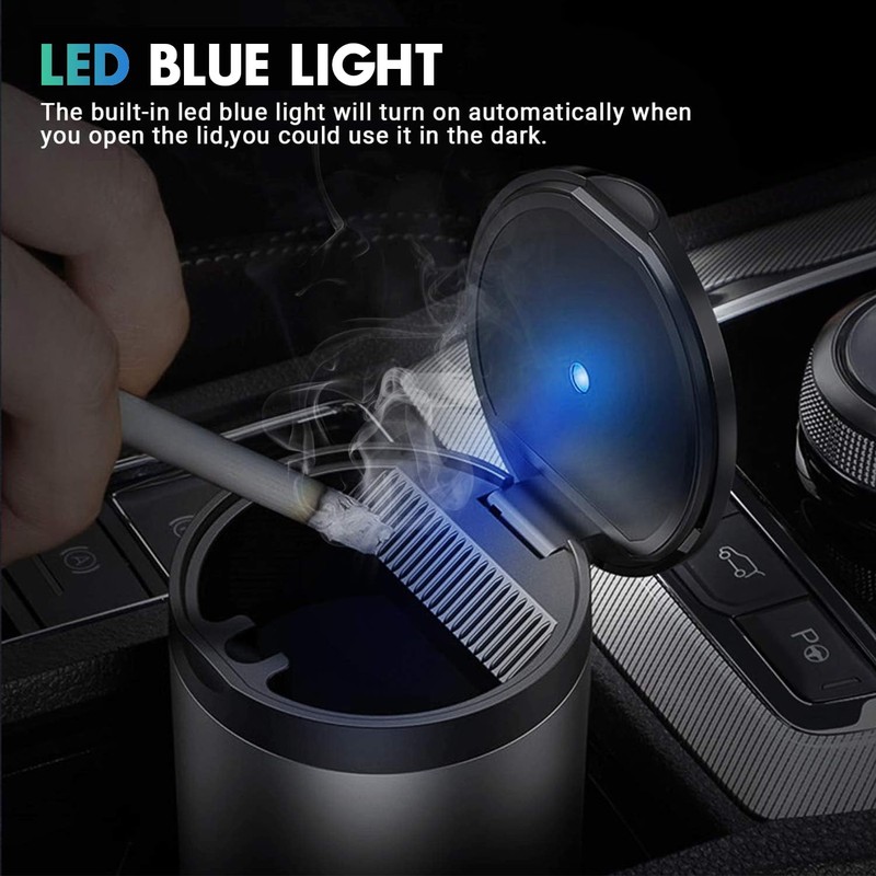 THIKPO Car Ashtray with Lid, Portable Ashtray for Car, Mini