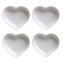 SOCOSY Heart-shaped Multipurpose Ceramic Sauce Dish Seasoning Dishes Sushi Dipping Bowl Appetizer Plates Serving Dish Saucers Bowl(Set of 4)