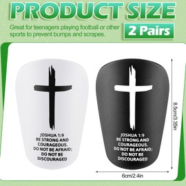 PullCrease 2 Pairs Mini Soccer Shin Guards Christian Faith 3.15 x 1.97 Inches Cross Small Shin Guards with Bible Verse Religious Soccer Football Pads for Kids Adult(Joshua 1:9)
