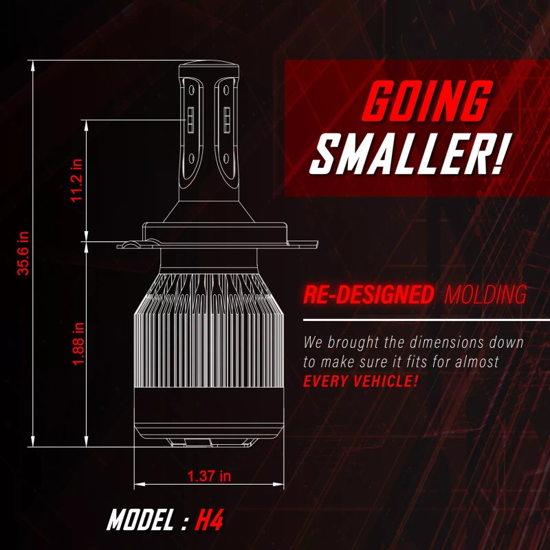 Stark APX Snowmobile LED 90W 9600LM 6000K Headlight Kit Hi