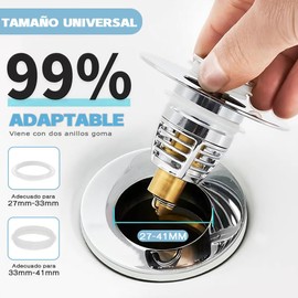 Tapón de Desagüe para Fregadero de Baño, Filtro Fregadero Emergente para Bañera 99% Aptos（27-41mm）, Filtro Drenaje Fregadero Antiobstrucción, Colador Fregadero,Fácil Instalar y Antiolor （Negro）