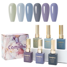 CAMILA ¿ Neon Gel Nail Polish Set - 6pcs Fluorescent UV/LED Soak-Off Gel Polish (12ml) - Long-Lasting Nail Art Kit (Grey)