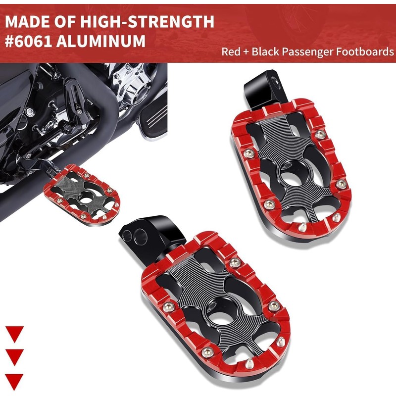 VPZMT Universal 10mm Highway Passenger Footpegs/Footrests Fit for Harley/Street Glide/Electra