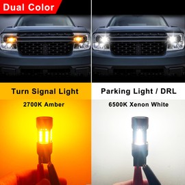 FAXCARS 4257NA LED Bulbs for Ford Maverick F250 F350 Super Duty 2023 2024 Front Turn Signal Light, Built in Resistor CANBUS Anti Hyper Flash Switchback Amber White, Pack of 2