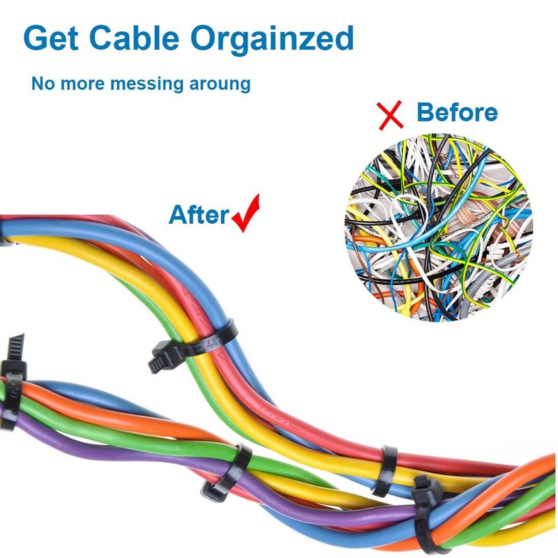Teemyaa 100pcs Cable Zip Ties Medium Duty 200mmx3.5mm, Premium Plastic