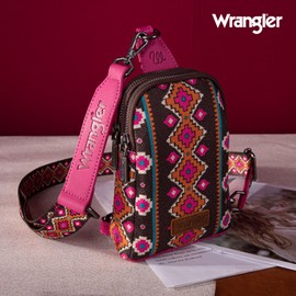 Wrangler Aztec Sling Bag Southwest Crossbody Bags Trendy Chest Bag for Women Shoulder Bag LG-WG2205-210HPK