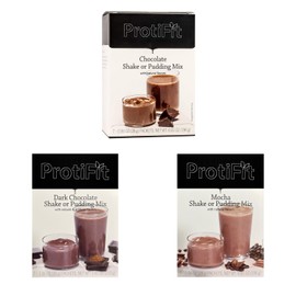 PROTIFIT - High Protein Pudding & Shake Mix 3 Pack, Chocolate Bundle: Chocolate, Dark Chocolate, Mocha, Meal Replacement, 7 Servings Per Box, (3 Pack)
