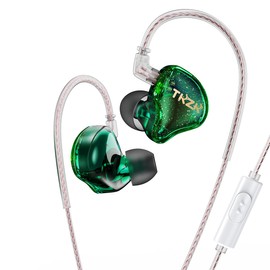 Yinyoo TKZK TK01 In-Ear Earphones, In-Ear Monitor, Chinese, 0.4 inch (10 mm) Dynamic, Earphones, High Sound Insulation, Compatible with Recycling Cables (Green Microphone Included)