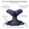 Pet Passion MAX - The Hardy Reflective Harness, Navy, Small