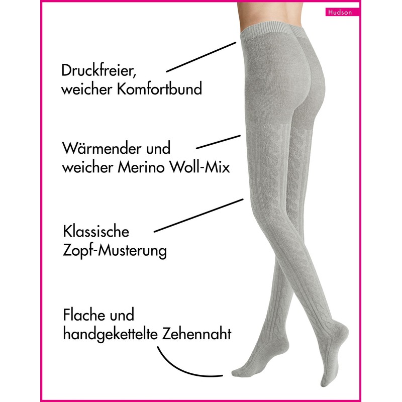 Hudson Women's Tights Winter Plait Warming, Silver 0502
