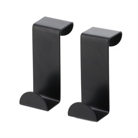 EVIDECO French Home Goods Stainless Steel Over The Door Hooks, Space Saver Organizer for Bathroom and Kitchen, Modern Design Towel and Accessory Hooks - 2 Pack (Black)