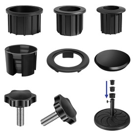 Pack of 7 Parasol Replacement Parts, Parasol Accessories, Parasol Reducing Rings, with Opening Sleeve, Screws, Plugs for Parasol Holes, for Garden Parasols and Patios