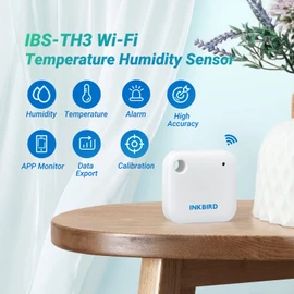 INKBIRD WiFi Thermometer Hygrometer Monitor, Smart Temperature Humidity Sensor IBS-TH3 with App Notification Alert, 1 Year Data Storage Export, Remote Monitor for Greenhouse Wine Cellar Baby Room