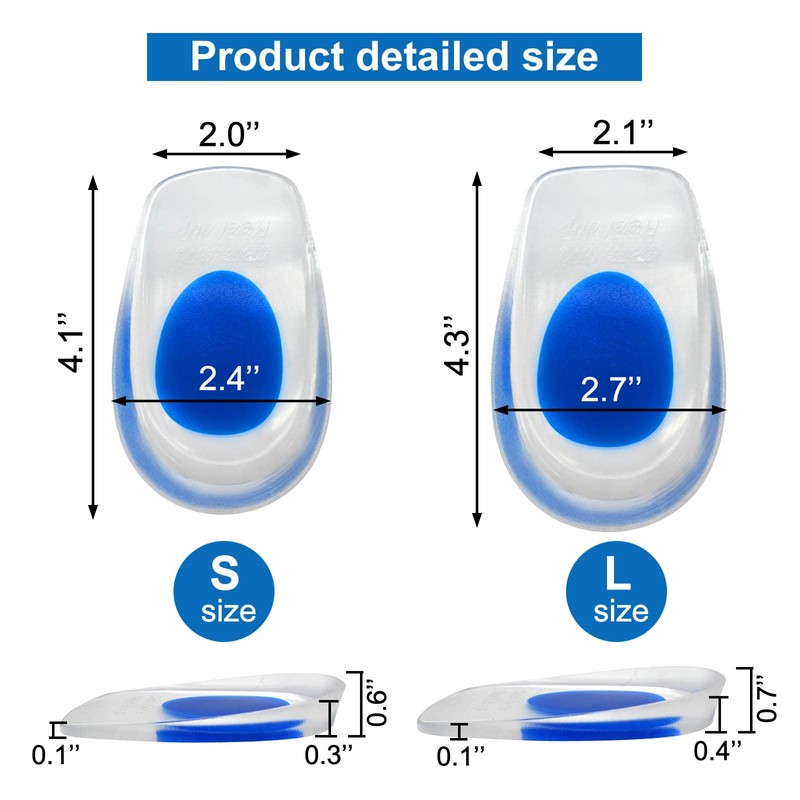 1 Pair Gel Heel Cups Plantar Fasciitis Inserts Pads for