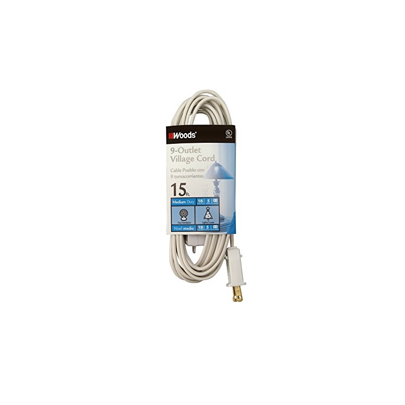 Woods Light Duty Extension Cord, 15Ft, 18/2, SPT-2, Indoor Household