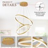 Sparklelf Modern LED Chandelier Gold 2-Rings Pendant Light Circular Flush