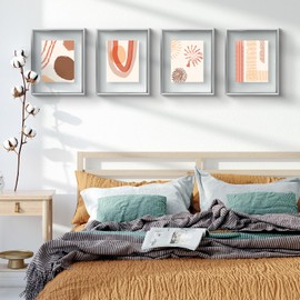 Frametory, 11x14 Floating Picture Frame - Metal Photo Frame - Real Glass - for Wall Mount or Tabletop Displays (Silver, 2 Pack)