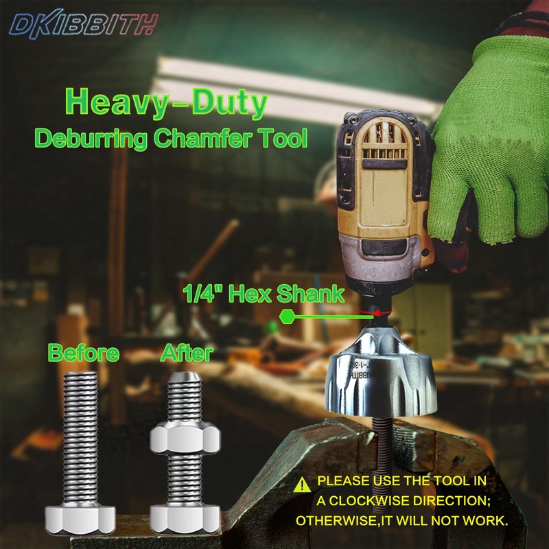 Heavy-Duty Deburring Chamfer Tool with Sharp Tungsten Carbide Blades,Fast Hex