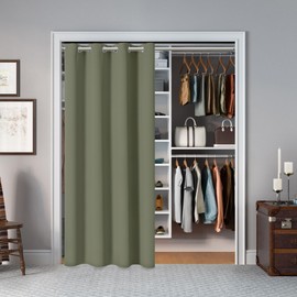 AOSKY Door Curtains for Doorway Privacy, Olive Green Grommet Closet Curtains for Bedroom, Door Window Curtain, Light Blocking Thermal Insulation Drapes for Living Room Set of 1 Panels, 52" W x 80" L