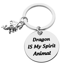 xyqcy Funny Dragon Keychain Dragon is My Spirit Animal Keyring with Dragon Totem Charm Inspirational Jewelry Christmas Birthday Gift for Women Girl Friend Dragon Lovers Gift