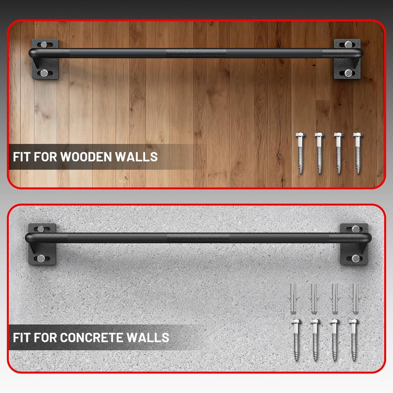 PAPABABE Wall Mounted Pull Up Bar, Chin Up Bar, Strength