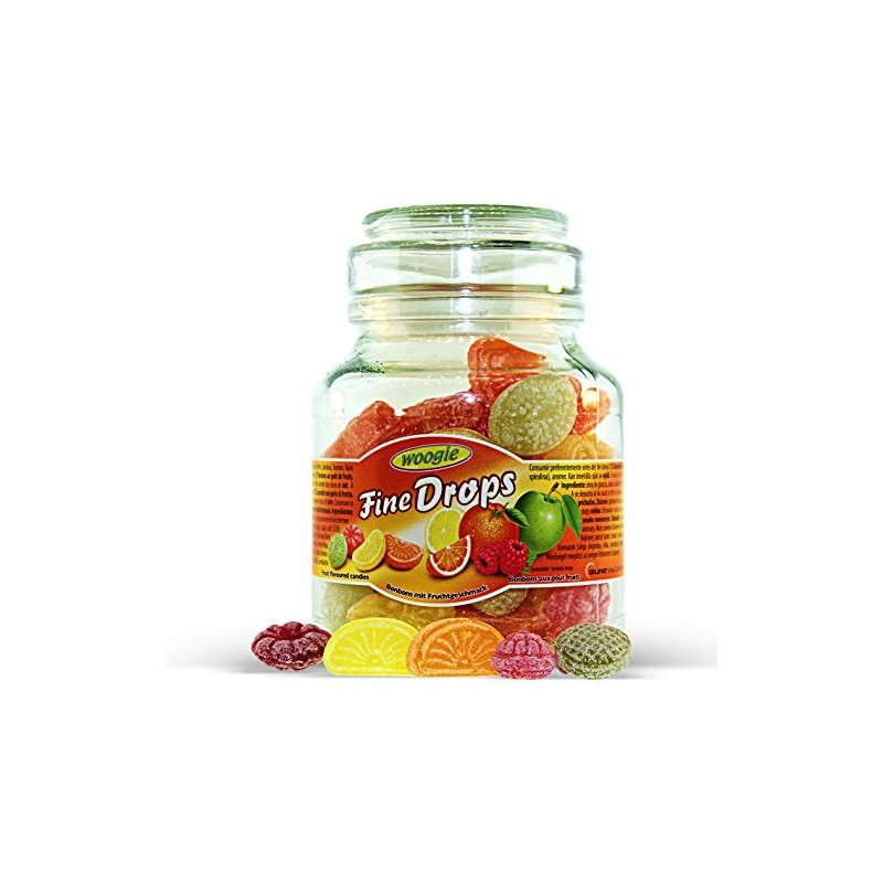 German Fine Drops Sanded Mix fruits Candy Mini Glass Jar