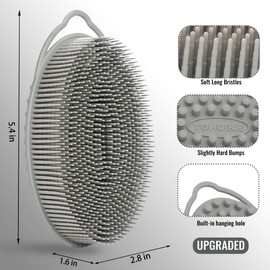 Set of 3 Silicone Body Scrubber Loofah Soft Exfoliating Body Bath Shower Scrubber Loofsh Brush (Black+Gray+Blue 010)