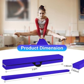 UMIKOOL DIRECT 7FT Gymnastics Balance Beam for Kids, Folding Gymnastic Beam Floor Gymnastics Equipment Anti-Slip Bottom Professional Gymnastic Beam with Carrying Handle for Home Training