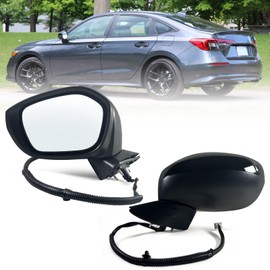 Lqito Left Driver Side Mirror Fits 2022-2025 HONDA CIVIC Sedan/Hatchback With Power Glass, Heated, Blind Spot Detection and Manual Folding Match to Crystal Black Pearl Replace HO1320351 (7 Pins)