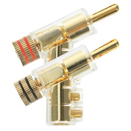 LALAFINA 2Pcs Gold Plated Banana Plug Connectors for Speaker Wire Solderless Right Angle Adapter for Amplifier and Sound System High Fidelity Audio Terminals for Reliable Connections