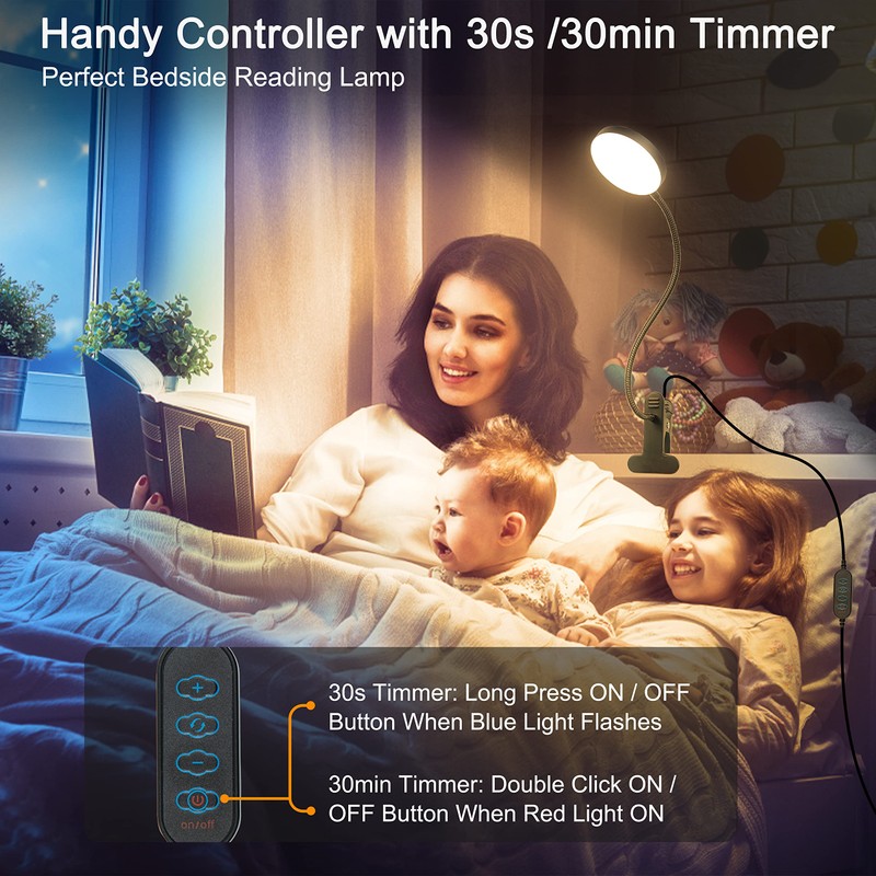 LiFMIRA Desk Lamp, 8W 66 LED Reading Light for Bed,