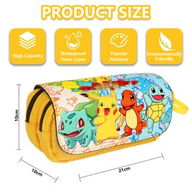 IRONIUM Pencil Case 3 Compartments Large Capacity Pencil Case with Zip and Handles, Pencil Case for Children Students School Office (A), a, Cosmetic bag