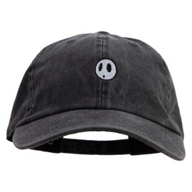 e4Hats.com Mario Shy Face Logo Embroidered Washed Solid Pigment Dyed Cotton Twill Brass Buckle Cap - Black OSFM