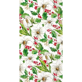 IHR Ideal Home Range Dinner Napkins Disposable 3-Ply Paper Hand Towels, 8.5" x 4.5", White Amaryllis, 16-Count