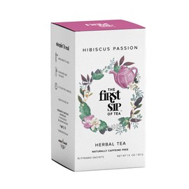 Hibiscus Passion, Herbal Tea Bags, Lemongrass, Orange, Cinnamon, Pure Herbs, Caffeine Free, Hot & Iced Tea - 16 Cups | The Spice Hut, First Sip Of Tea