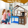 HONEY JOY Mud Kitchen with Canopy, Fir Wood Play Kitchen