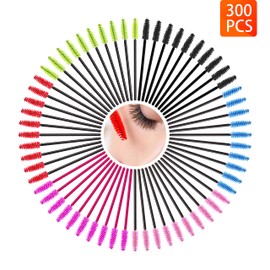 300 PCS Mascara Wands - GOOOA Disposable Eyelash Mascara Brushes Wands Applicator Makeup Kits (6 Color)…
