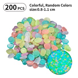 Nlvnmv 200 Pcs Glow in The Dark Rocks, Long-Lasting Luminous Pebbles, Decorative Stones for Garden, Fish Tank, Yard, Indoor & Outdoor Decor (Mixed Colors)