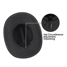 Women-Classic-Western-Cowboy-Shapeable-Hat - Men-Roll-Up-Wide-Brim-Felt-Fedora-Hats-Cowgirl-Hat with Belt Buckle(M-L), Modern-black, M
