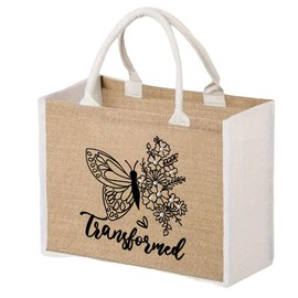 Gifts for Women - Initial Jute Tote Bag with Pearls - Transformed Christian Theme - Birthday Gifts for Women